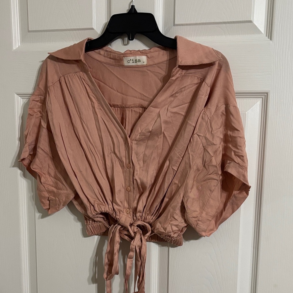 Women's Blush Tie-Front Blouse